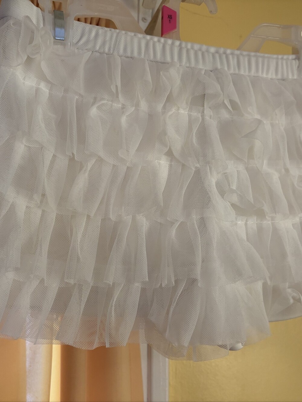 White Layered Ruffle Mini Shorts   S M L